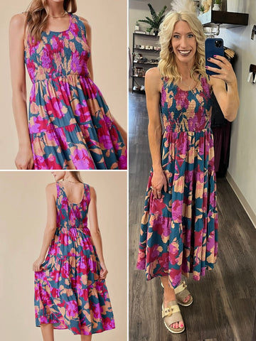 Grace Coral Flutter Sleeve Dress