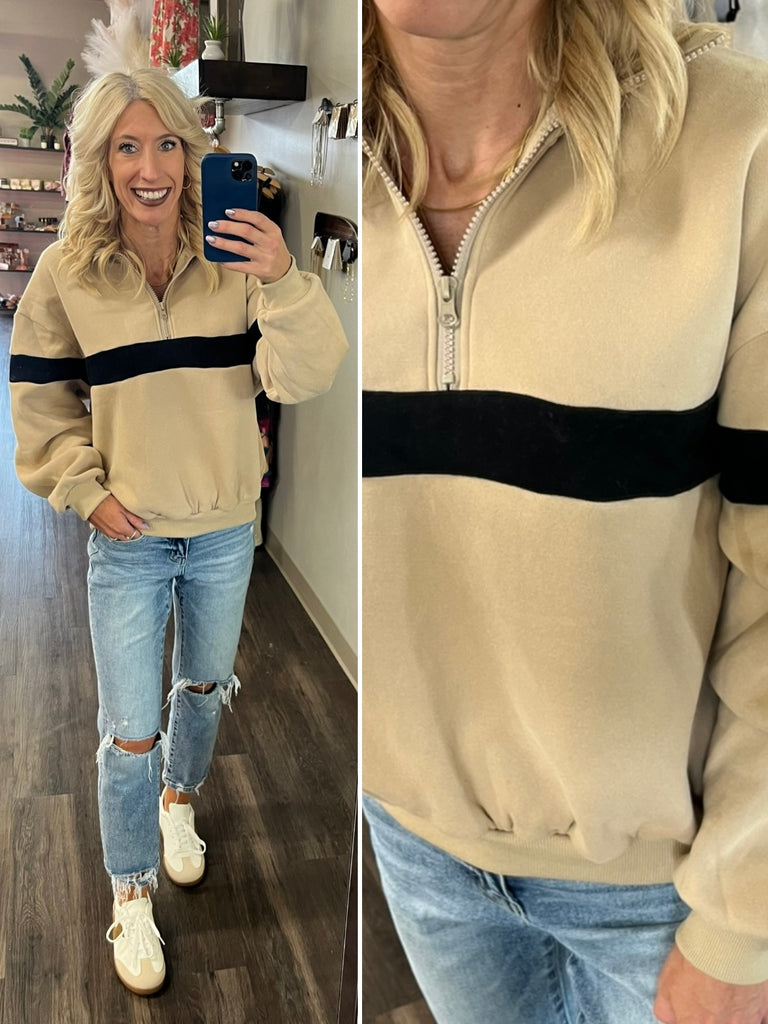 Caroline Color-Block 1/4 Zip Sweatshirt