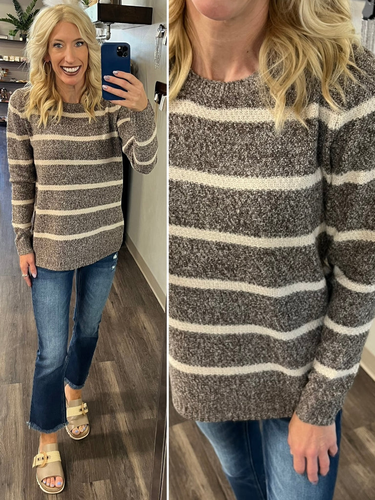 Avery Striped Mocha Sweater