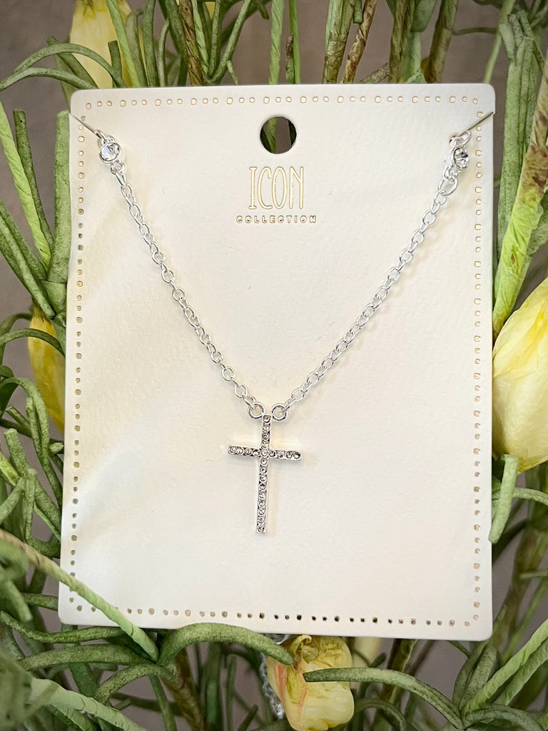 Joy Cross Necklace with Stone Accent Chain