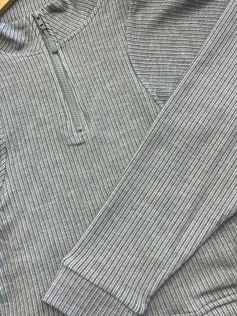 Veronica Ribbed 1/4 Zip With Pockets - Grey