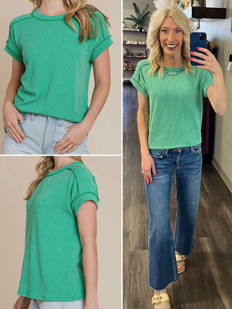 Hallie Ribbed TShirt - Green