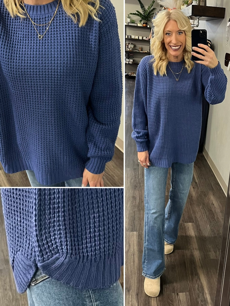 Terri Waffle Knit Sweater - Marlin