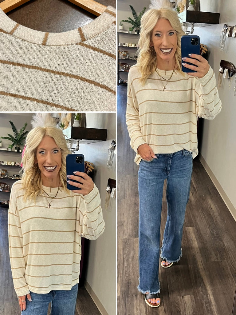 Becca Striped Dolman - Cream / Mocha
