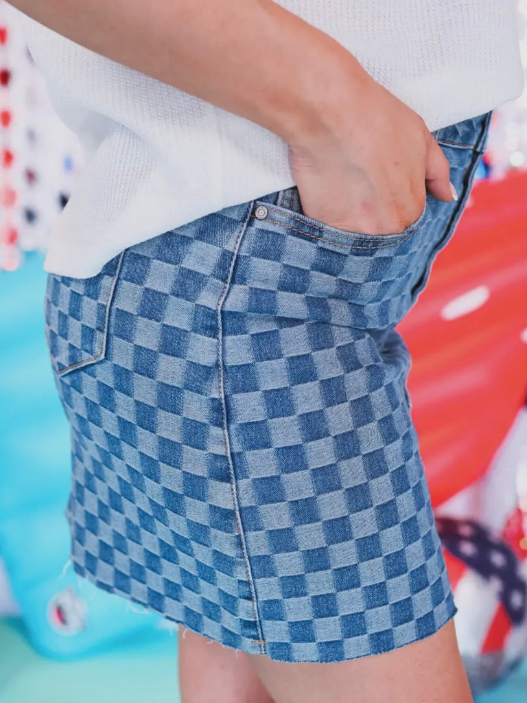 Jaiden Checkered Denim Skirt