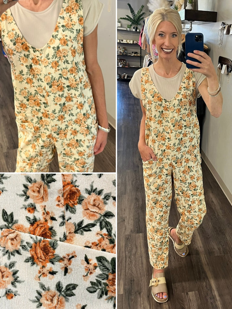 Amber Vintage Floral Straight Leg Overalls
