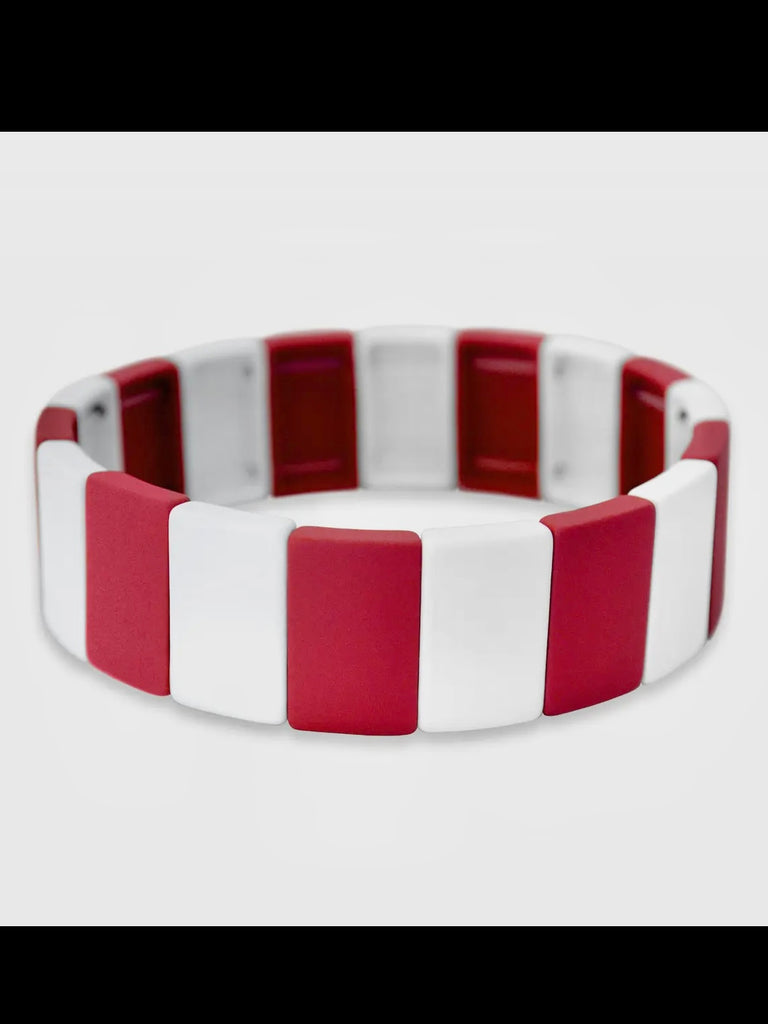 Gameday Stretch Bracelet - Red/White
