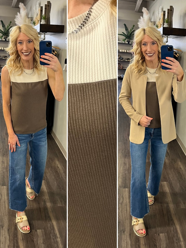 Trisha Color-Block Tank - Latte/Mocha