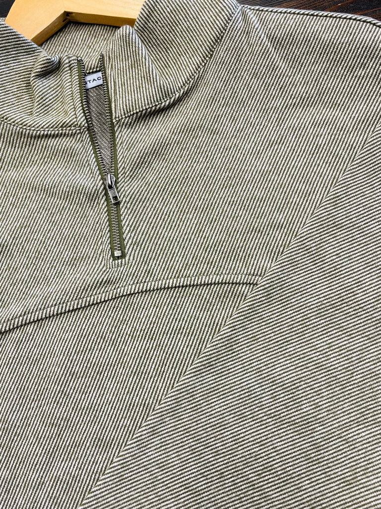 Rosie Pinstripe 1/4 Zip - Olive