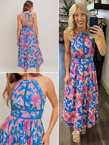 Grace Coral Flutter Sleeve Dress