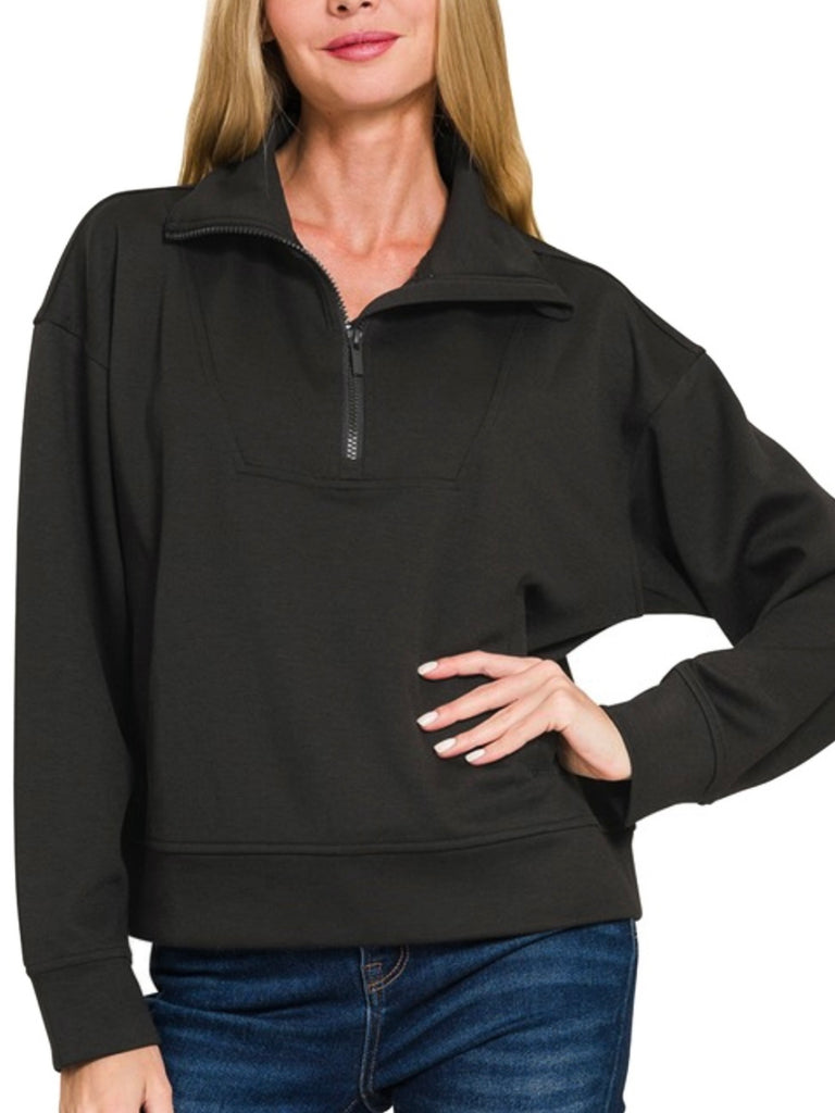 Zoey 1/4 Zip Pullover - Black