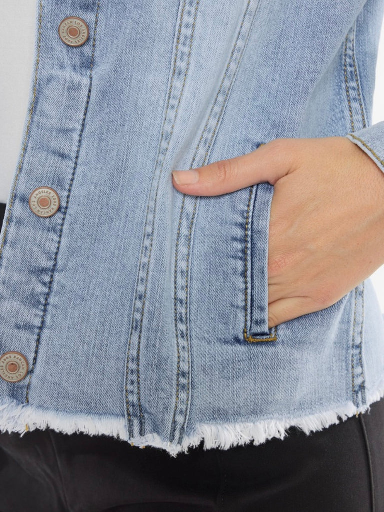 Nylah Fringe Hem Denim Jacket - Light Wash