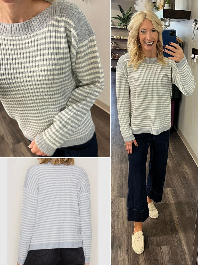 Jamie Striped Sweater - Gray