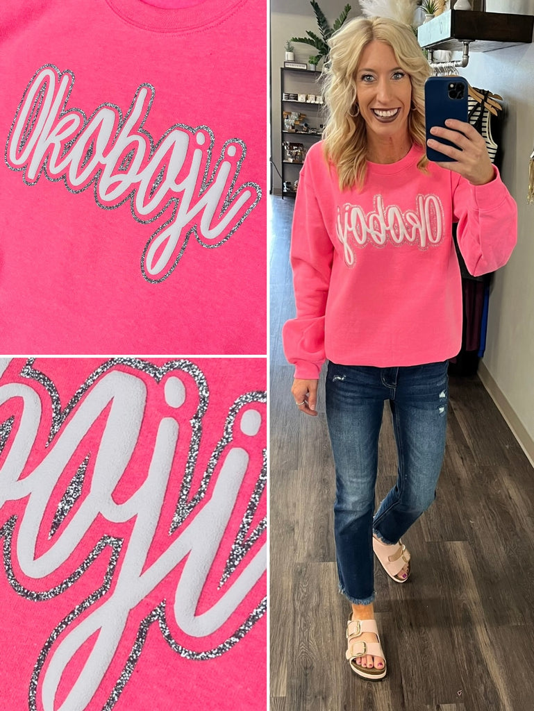Okoboji Pink Glam Crewneck