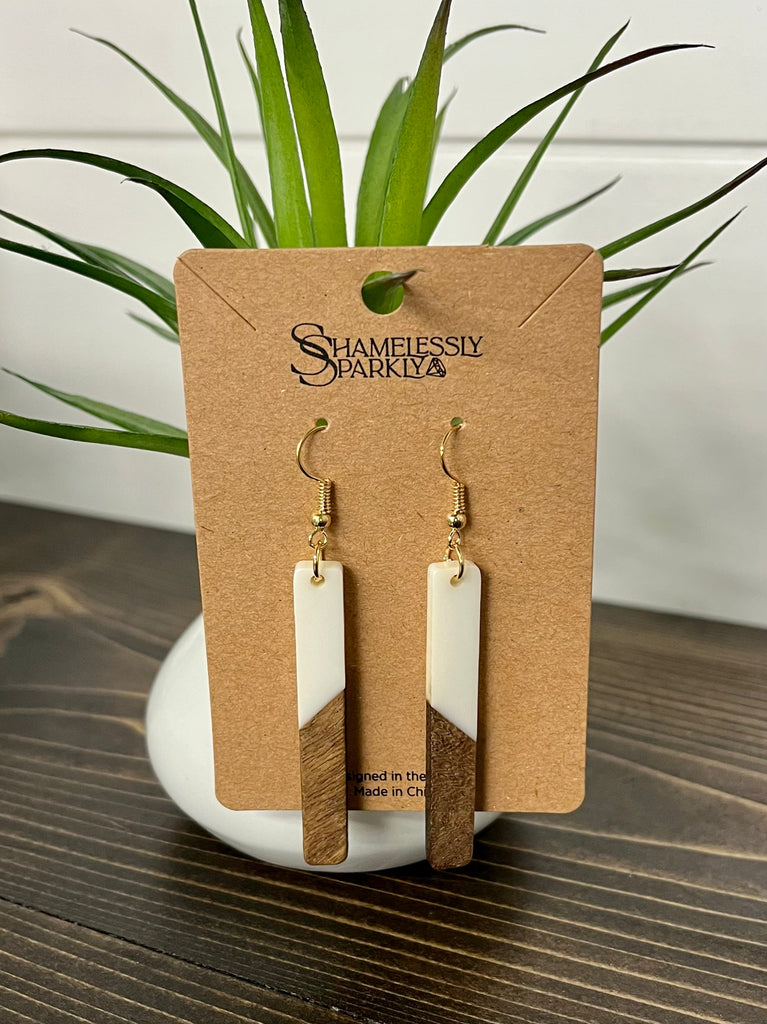 Wren Wooden Bar Drop Earrings