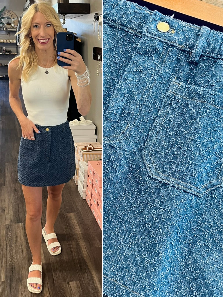 Penelope Checkered Denim Skirt