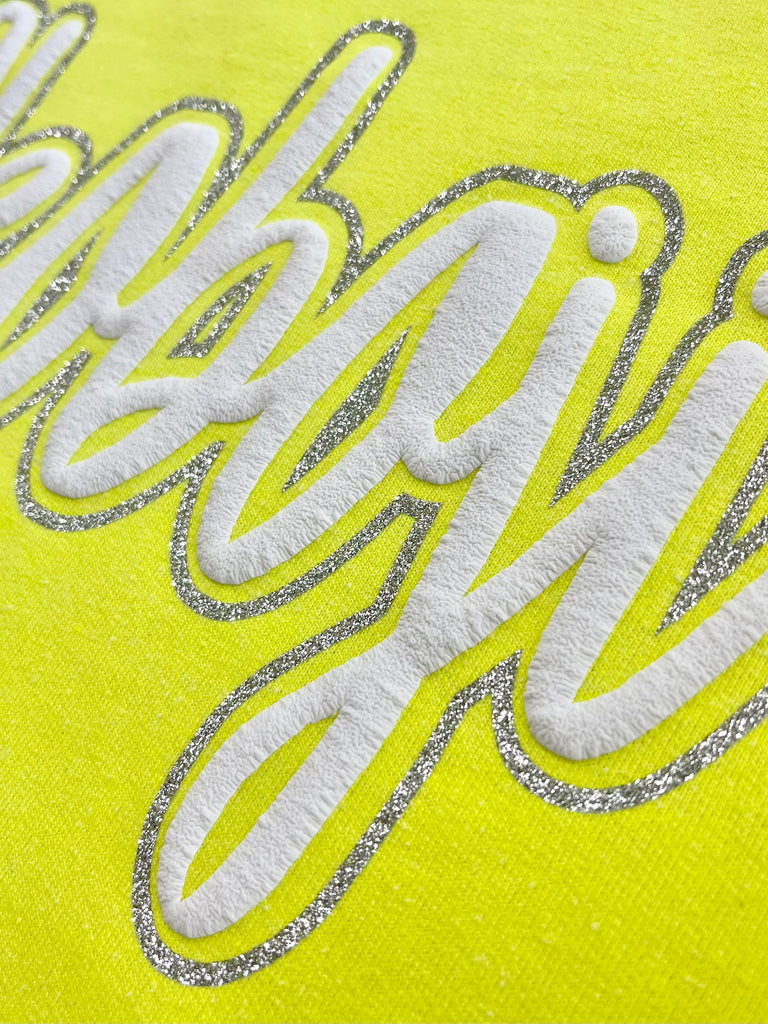 Okoboji Neon Yellow Glam Crewneck