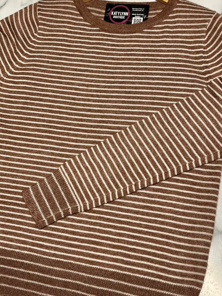 Torrin Striped So-Soft Sweater - Mocha/Latte
