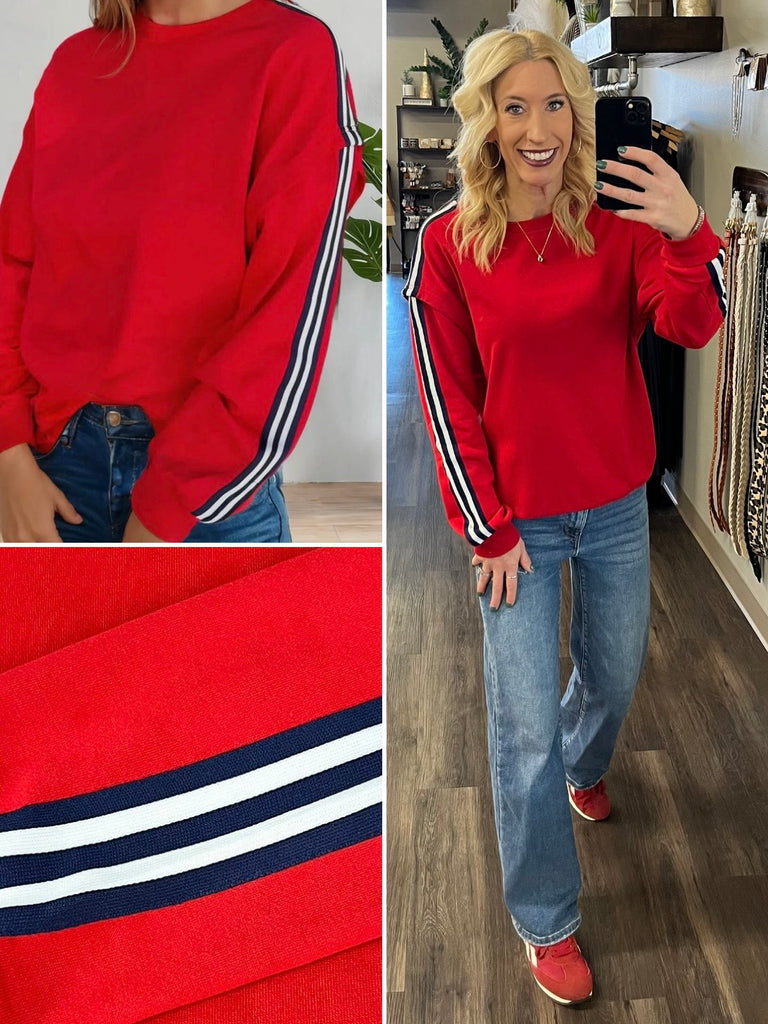 Gia Striped Sleeve Pullover