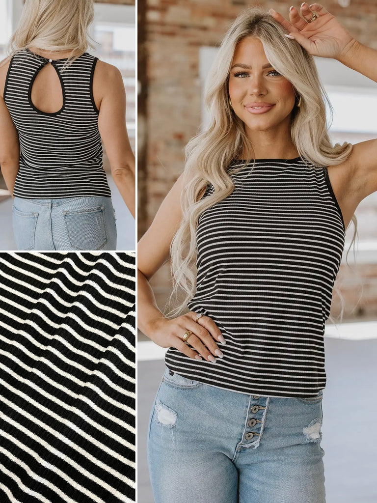 Darren Ribbed Knit Tank-Black