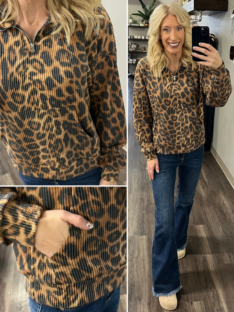 Callen Leopard Print 1/4 Zip
