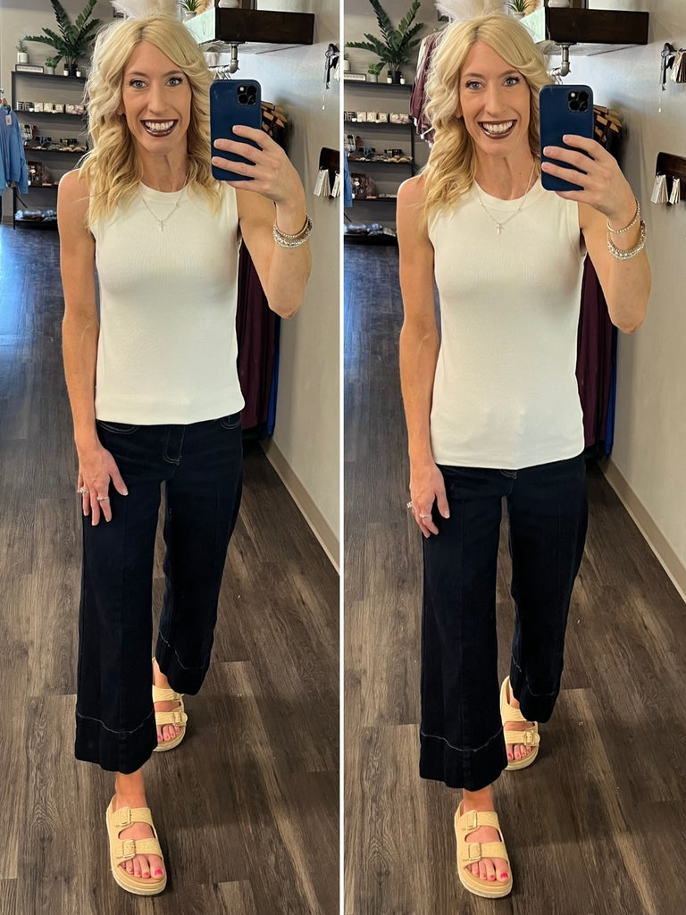 Cassie White Sweater Tank