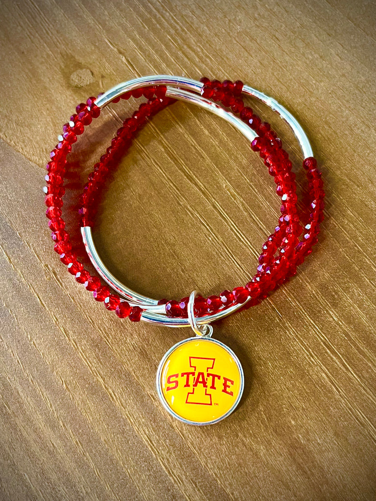 ISU Pendant Stretch Bracelet Set - Cardinal