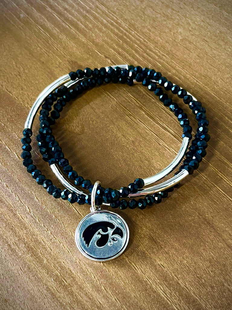 IOWA Pendant Stretch Bracelet Set - Black