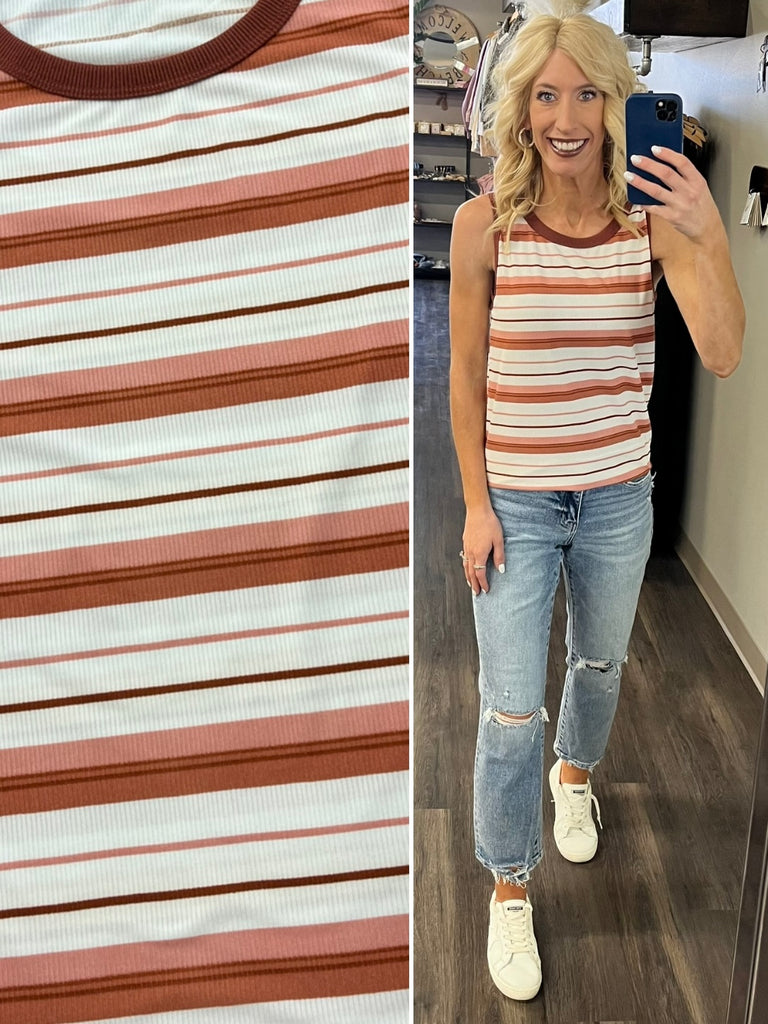 Jen Striped Tank - Marsala