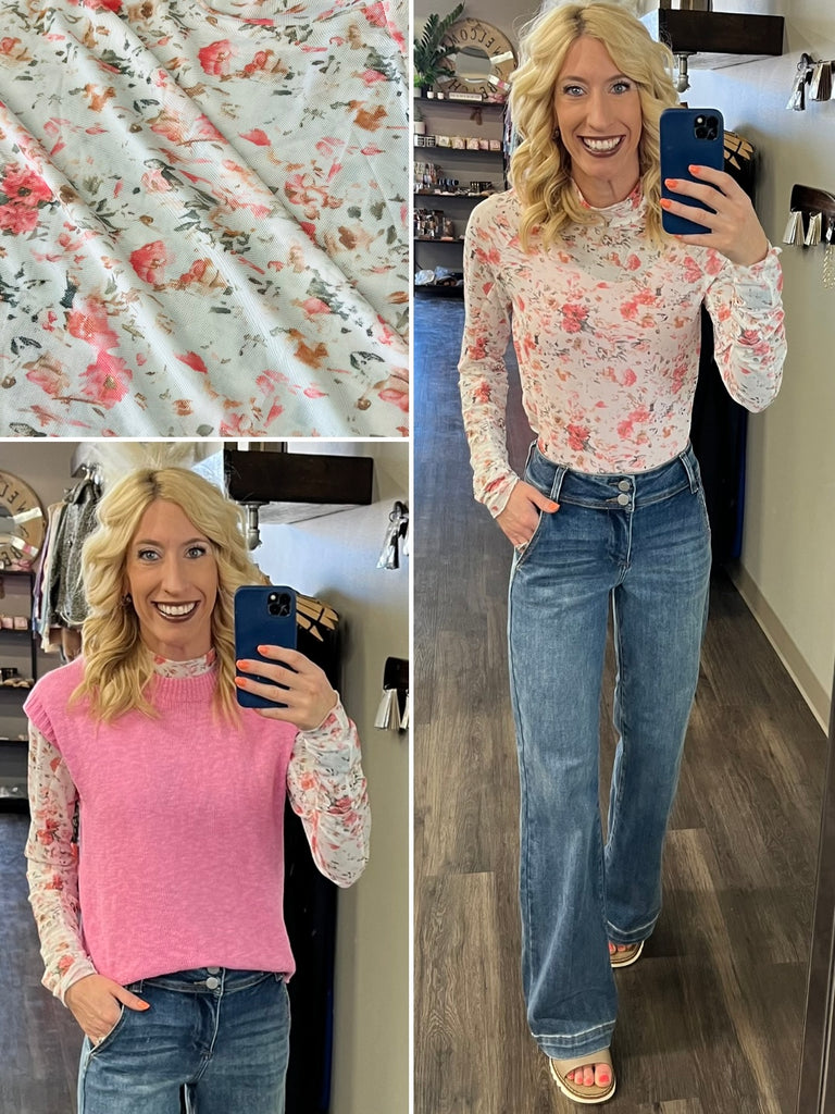 Avery Floral Mesh Top