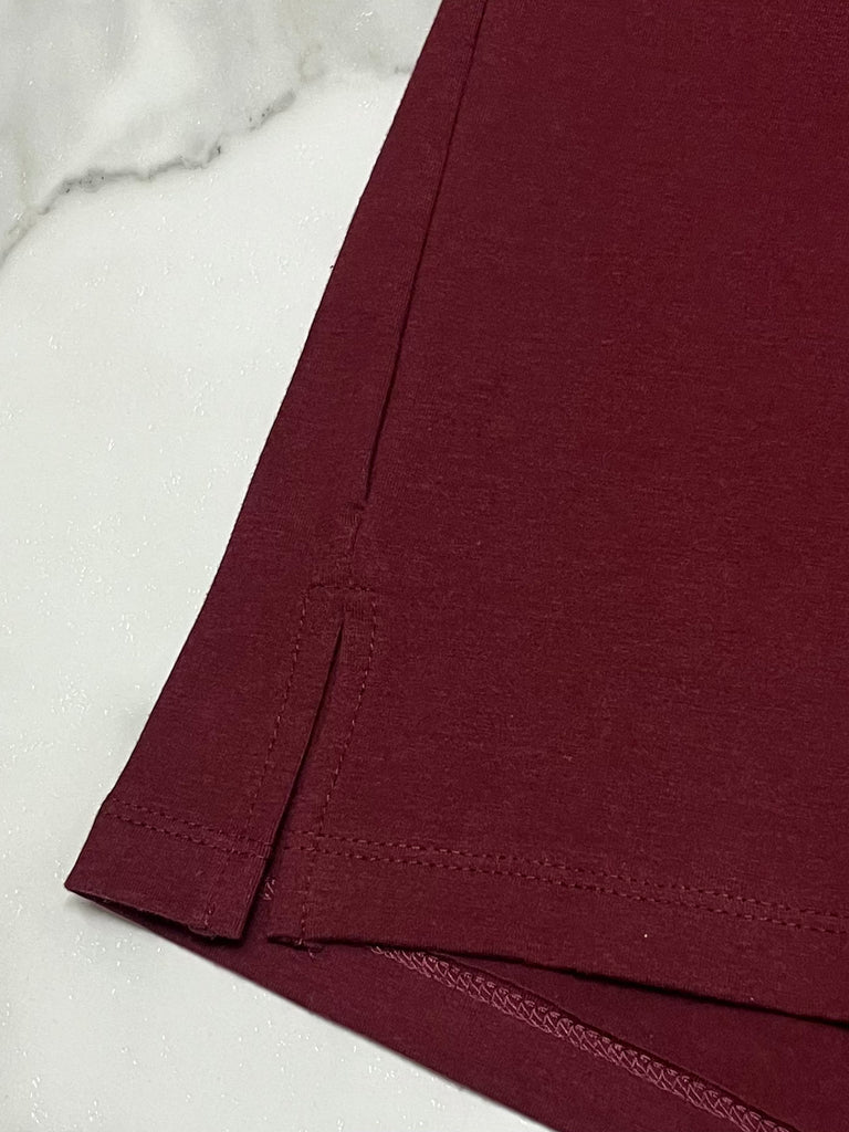 Aubree Short Sleeve Tee - Maroon