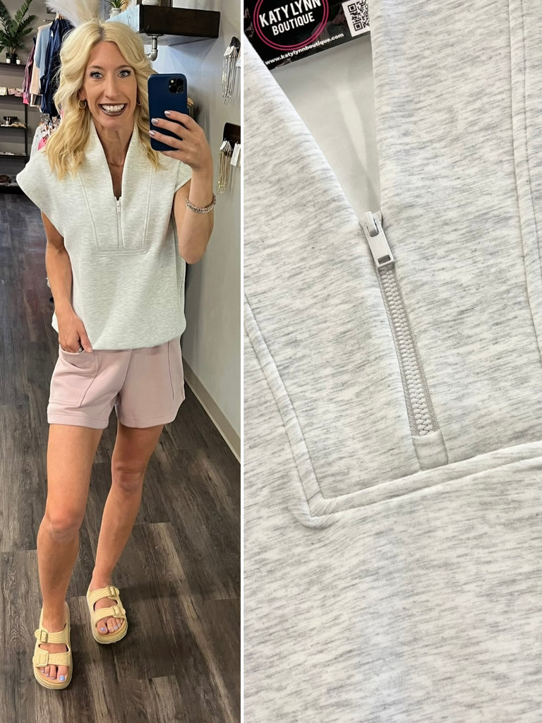 Adley Modal/Scuba 1/4 Zip - Heather Gray