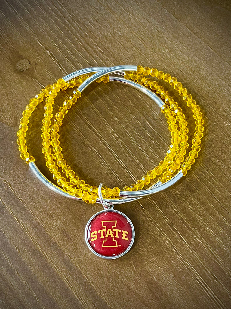 ISU Pendant Stretch Bracelet Set - Gold