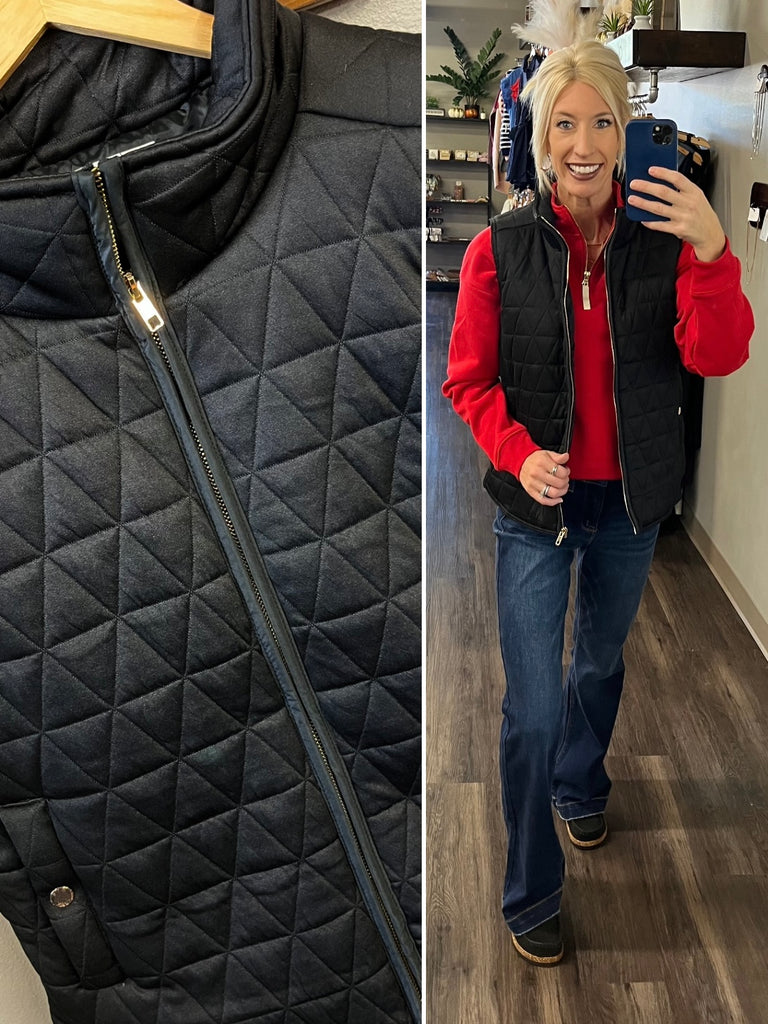 Amy Lightweight Quilted Vest - Black