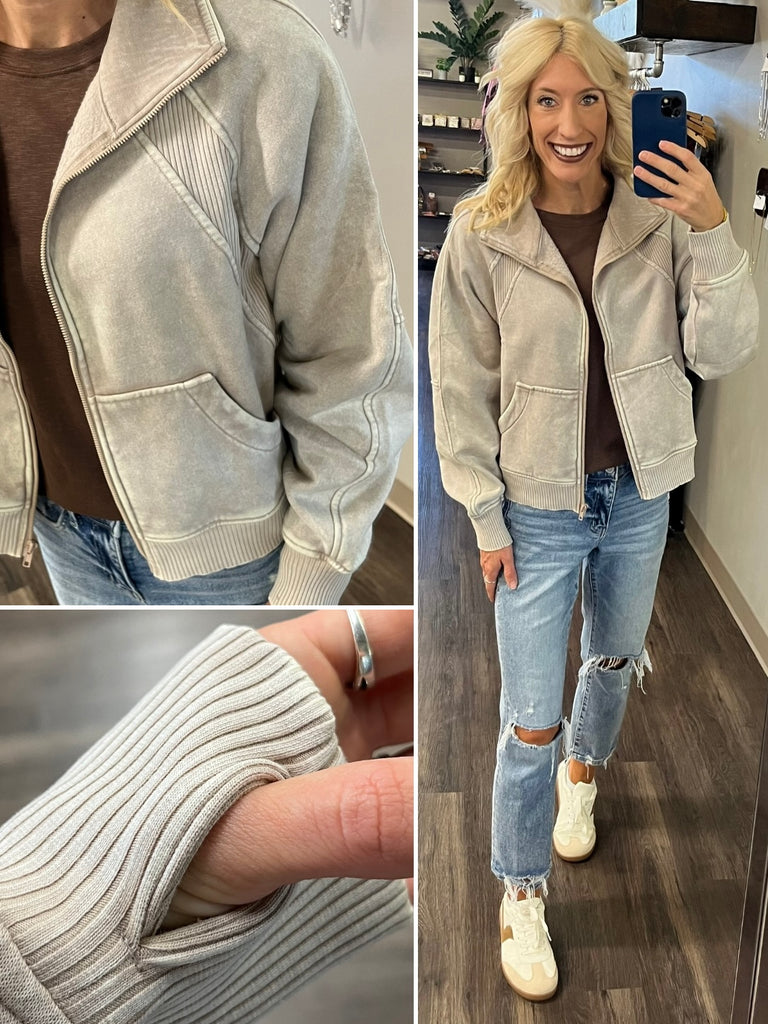 Michelle So-Soft Zip-Up  - Latte