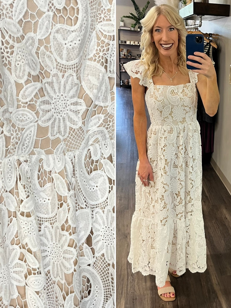 Lennon Lace Ruffle Shoulder Dress