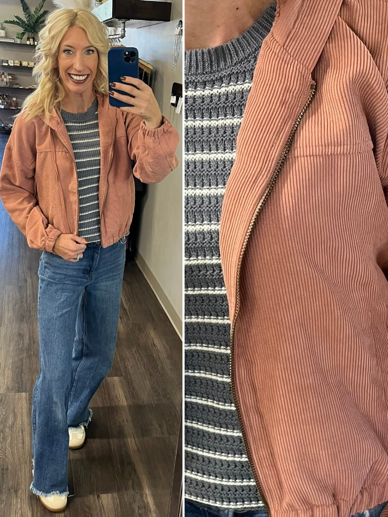 Riley Light Corduroy Jacket - Burnt Sienna
