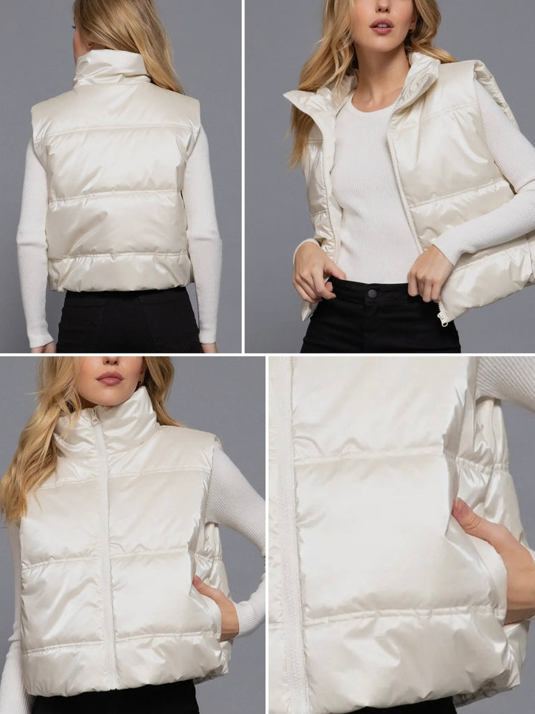 Matilda Puffer Vest - Pearl