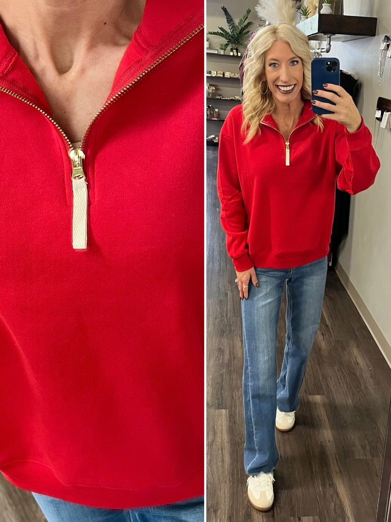 Sam Gold Accent Quarter Zip - Red