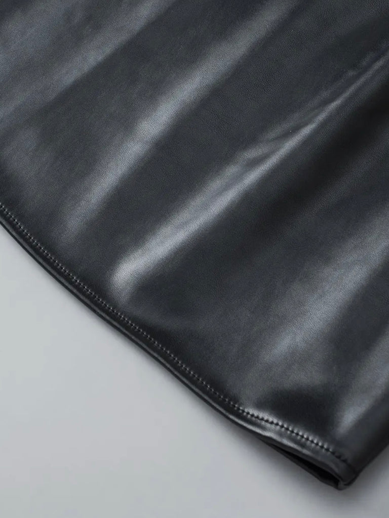 Tabbie Faux Leather Tank - Black