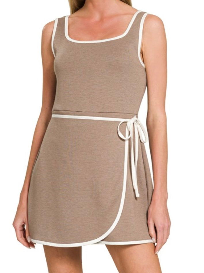 Evie Wrap Dress with Shorts - Khaki