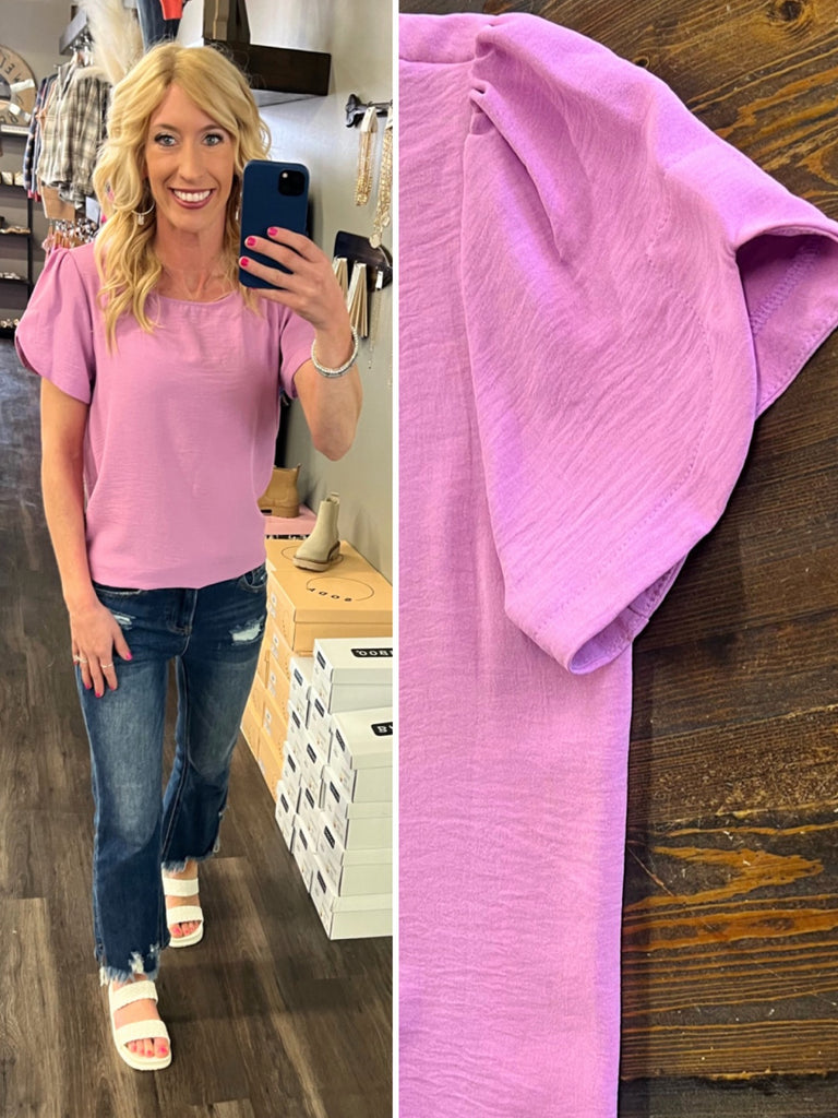 Oakleigh Scalloped Sleeve Blouse - Lilac