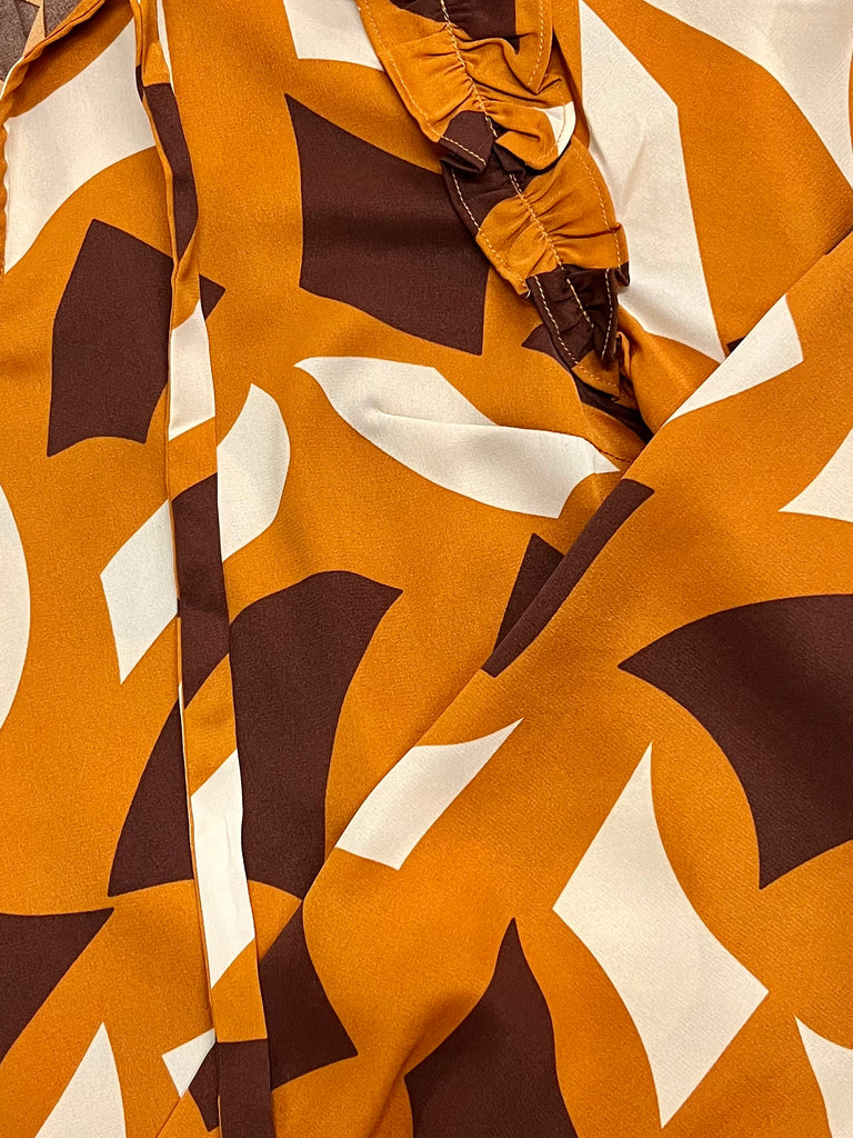 Rowan Abstract Tied Blouse - Rust