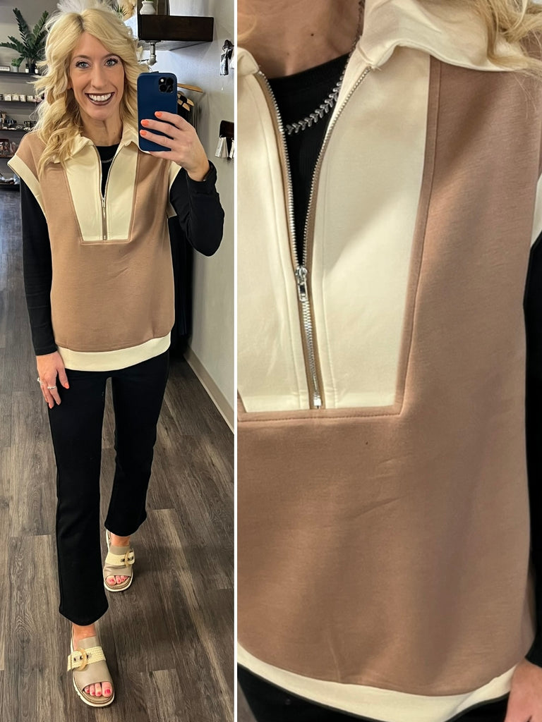 Jessie Ann 1/4 Zip - Mocha/Latte