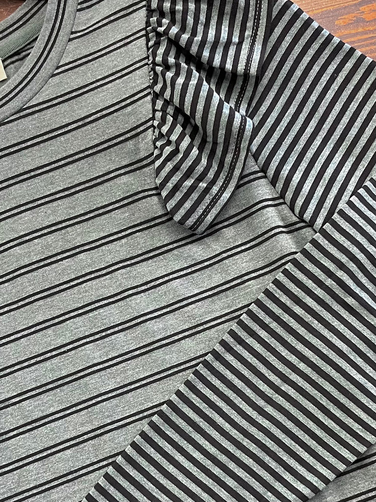 Izzy Teal Striped Ruffle Long Sleeve