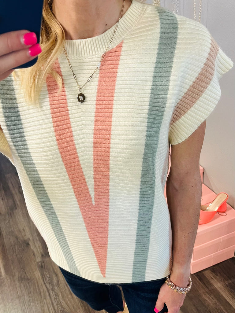 Cindy Chevron Sweater - Cream