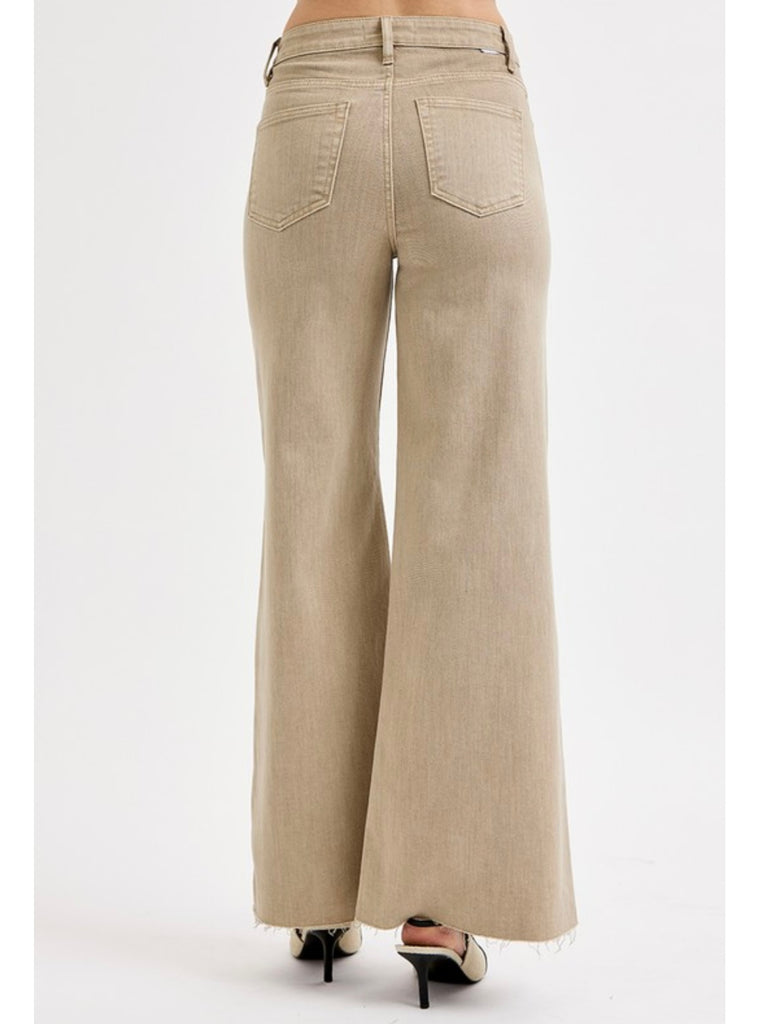 Brenna High-Rise Wide Leg Denim - Latte Shimmer