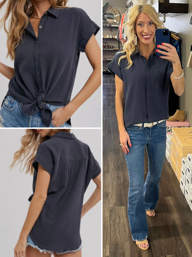 Joy Essential Button-Up - Ash