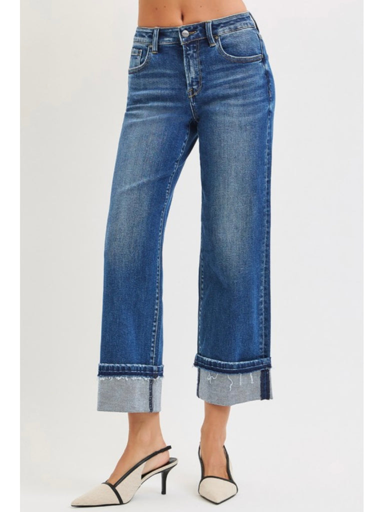 Morgan Mid-Rise Straight Denim with Release Cuff