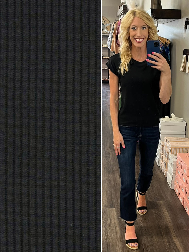 Katrina Ribbed Cap Sleeve Top - Black